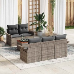 vidaXL Set da Giardino in Rattan 6 Pezzi con Cuscini Grigi in Polyrattan e Acacia