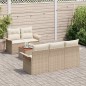 vidaXL Set divano da giardino 6 pezzi con cuscini beige in rattan sintetico e legno d'acacia vidaXL Set divano da giardino 6 pezzi con cuscini beige in rattan sintetico e legno d'acacia