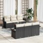 vidaXL Set di divani da giardino a 7 pezzi con cuscini neri in rattan sintetico e acacia