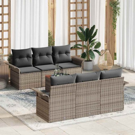 vidaXL Set da giardino 7 pezzi in rattan grigio con cuscini vitaXL