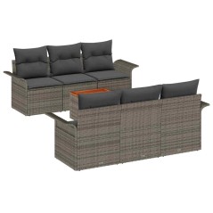 vidaXL Set da giardino 7 pezzi in rattan grigio con cuscini vitaXL