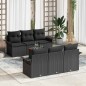 vidaXL Set Giardino 7 Pezzi con Cuscini in Rattan Sintetico Nero e Acacia vidaXL Set Giardino 7 Pezzi con Cuscini in Rattan Sintetico Nero e Acacia