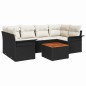 vidaXL Set di divani da giardino 7 pezzi con cuscini neri in rattan sintetico.