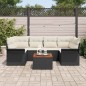 vidaXL Set di divani da giardino 7 pezzi con cuscini neri in rattan sintetico.