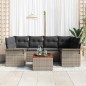 vidaXL Set di divani da giardino in 7 pezzi con cuscini in polyrattan grigio e legno di acacia