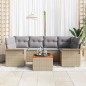 vidaXL Set di divani da giardino 7 pezzi con cuscini beige in rattan sintetico e legno di acacia