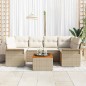 vidaXL Set di divani da giardino da 7 pezzi con cuscini beige in polirattan e acacia