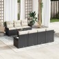 vidaXL Set Giardino in Rattan Poliestere 8 Pezzi con Cuscini Neri in Acacia