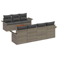 vidaXL Set di divani da giardino in 8 pezzi con cuscini grigi in polirattan e acacia