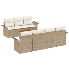 vidaXL Set di divani da giardino 8 pezzi con cuscini beige in rattan polimerico e legno di acacia