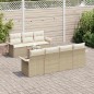 vidaXL Set di divani da giardino 8 pezzi con cuscini beige in rattan polimerico e legno di acacia