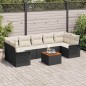 vidaXL Set di divani da giardino 8 pezzi con cuscini in rattan sintetico nero e legno di acacia.