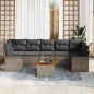 vidaXL Set di divani da giardino 8 pezzi con cuscini in polirattan grigio e legno di acacia.