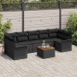 vidaXL Set Divano da Giardino 8 Pezzi con Cuscini in Rattan Sintetico Nero e Legno di Acacia