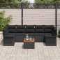 vidaXL Set Divano da Giardino 8 Pezzi con Cuscini in Rattan Sintetico Nero e Legno di Acacia