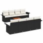 vidaXL Set di divani da giardino da 9 pezzi con cuscini in polyrattan nero e acacia.