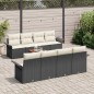 vidaXL Set di divani da giardino da 9 pezzi con cuscini in polyrattan nero e acacia.