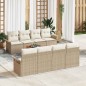 vidaXL Set Divano da Giardino 7 Pezzi con Cuscini Beige, in Polyrattan e Acacia