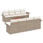 vidaXL Set Divano da Giardino 7 Pezzi con Cuscini Beige, in Polyrattan e Acacia