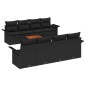 vidaXL Set di divani da giardino da 9 pezzi con cuscini in polirattan nero e legno di acacia.