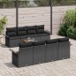 vidaXL Set di divani da giardino da 9 pezzi con cuscini in polirattan nero e legno di acacia.