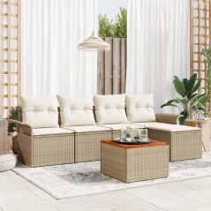 vidaXL Set di divani da giardino vitaXL in 6 pezzi con cuscini beige in polyrattan