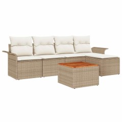 vidaXL Set di divani da giardino vitaXL in 6 pezzi con cuscini beige in polyrattan