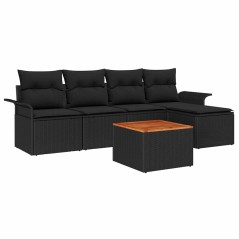 vidaXL Set di Divani da Giardino a 6 Pezzi con Cuscini Neri in Rattan Sintetico.