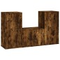 Set Mobili Porta TV 3 pz Rovere Fumo in Legno Multistrato Set Mobili Porta TV 3 pz Rovere Fumo in Legno Multistrato