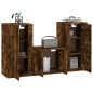 Set Mobili Porta TV 3 pz Rovere Fumo in Legno Multistrato Set Mobili Porta TV 3 pz Rovere Fumo in Legno Multistrato