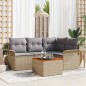 vidaXL Set giardino 5 pezzi con cuscini beige in rattan sintetico e legno di acacia.