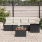 vidaXL Set di divani da giardino a 6 pezzi con cuscini neri in rattan di polipropilene e legno di acacia