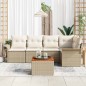 vidaXL Set di divani da giardino 6 pezzi con cuscini beige in rattan sintetico e legno di acacia