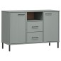 Credenza Gambe Metallo Grigio 113x40x77 cm Legno Massello OSLO Credenza Gambe Metallo Grigio 113x40x77 cm Legno Massello OSLO