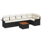 vidaXL Set Divano da Giardino 7 Pezzi con Cuscini Neri in Rattan Polietilene e Legno di Acacia