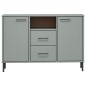Credenza Gambe Metallo Grigio 113x40x77 cm Legno Massello OSLO Credenza Gambe Metallo Grigio 113x40x77 cm Legno Massello OSLO