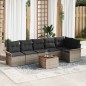 vidaXL Set di divani da giardino 7 pezzi con cuscini grigi in polyrattan e legno di acacia.