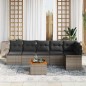 vidaXL Set di divani da giardino 7 pezzi con cuscini grigi in polyrattan e legno di acacia.