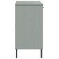 Credenza Gambe Metallo Grigio 113x40x77 cm Legno Massello OSLO Credenza Gambe Metallo Grigio 113x40x77 cm Legno Massello OSLO