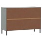 Credenza Gambe Metallo Grigio 113x40x77 cm Legno Massello OSLO Credenza Gambe Metallo Grigio 113x40x77 cm Legno Massello OSLO