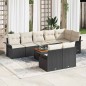 vidaXL Set da giardino da 9 pezzi con cuscini in polyrattan nero e acacia
