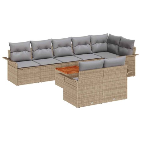 vidaXL Set di divani da giardino di 9 pezzi vitaXL con cuscini in rattan poli beige e acacia.
