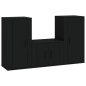 Set Mobili Porta TV 3 pz Nero in Legno Multistrato Set Mobili Porta TV 3 pz Nero in Legno Multistrato