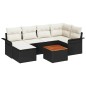 vidaXL Set Divano da Giardino 7 Pezzi con Cuscini in Rattan Nero e Acacia.