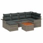 vidaXL Set da Giardino con 7 pezzi e cuscini grigi in rattan sintetico e tavolo in acacia
