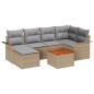 vidaXL Set di divani da giardino 7 pezzi con cuscini beige in polyrattan e acacia