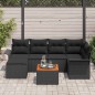 vidaXL Set divani da giardino 7 pezzi con cuscini, rattan nero e acacia.