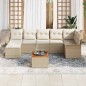vidaXL Set da Giardino in 8 Pezzi con Cuscini Beige in Rattan Sintetico e Acacia