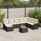 vidaXL Set divano da giardino 9 pezzi con cuscini in rattan nero e legno di acacia