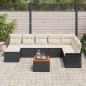 vidaXL Set divano da giardino 9 pezzi con cuscini in rattan nero e legno di acacia